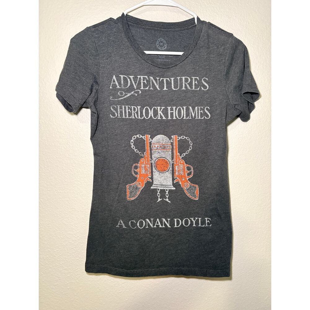 Out of Print Sherlock Holmes Book Cover Graphic Tee Grey Size Medium - Picture 4 of 6
